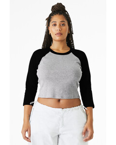 Bella + Canvas 1200 Gray-Women's Micro Rib 3/4 Raglan Baby T-Shirt Gray