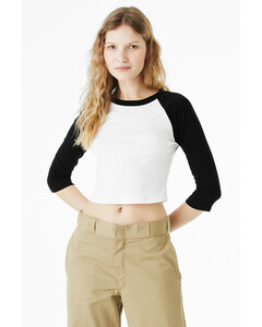 Bella + Canvas 1200 White-Women's Micro Rib 3/4 Raglan Baby T-Shirt White
