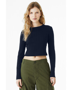 Bella + Canvas 1501 Navy-Women's Micro Rib Long Sleeve Baby T-Shirt Navy