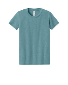 Bella + Canvas 3001YCVC Blue-Green-Youth Heather CVC Tee Blue-Green