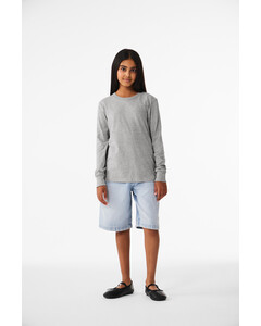 Bella + Canvas 3501YCVC Gray-Youth Heather CVC Long Sleeve Tee Gray