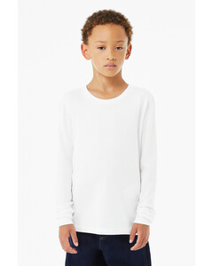 Bella + Canvas 3501YCVC White-Youth Heather CVC Long Sleeve Tee White