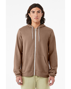 Bella + Canvas 3739 Brown-Unisex Sponge Fleece Full-Zip Hoodie Brown