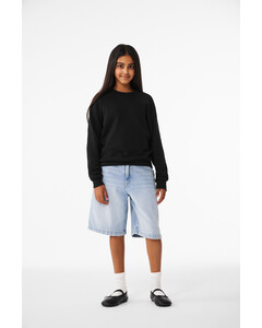 Bella + Canvas 3901Y Black-Youth Sponge Fleece Raglan Sweatshirt Black