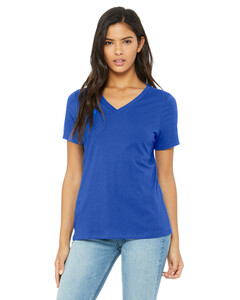Bella + Canvas 6405 Blue-Women's Relaxed Jersey Short Sleeve V-Neck T-Shirt Blue