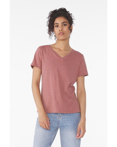 Bella + Canvas 6405CVC Pink-Women's Relaxed Heather CVC V-Neck T-Shirt Pink
