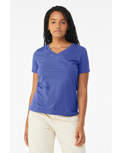 Bella + Canvas 6405CVC Blue-Women's Relaxed Heather CVC V-Neck T-Shirt Blue