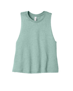 Bella + Canvas 6682 Blue-Women's Racerback Cropped Tank Top Blue