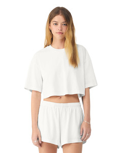 Bella + Canvas BC6882GD White-Women's Heavyweight Garment-Dyed Cropped Tee White
