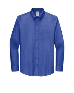Wrinkle-Free Stretch Nailhead Shirt Blue Brooks Brothers BB18002 Blue