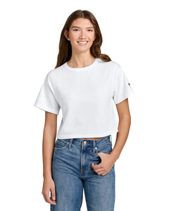 Champion T453W White-Women's Cropped Heritage Tee White