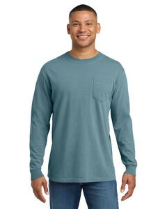 Comfort Colors 4410 Blue-Green-Heavyweight Ring Spun Long Sleeve Pocket T-Shirt Blue-Green