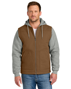 CornerStone CSJ42 Brown-CornerStone Duck Fleece Full-Zip Hooded Jacket CSJ42 Brown