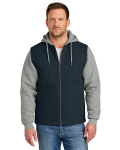 CornerStone CSJ42 Navy-CornerStone Duck Fleece Full-Zip Hooded Jacket CSJ42 Navy