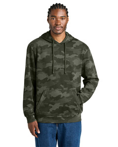 District DT2200C Green-Wash Camo Fleece Hoodie Green