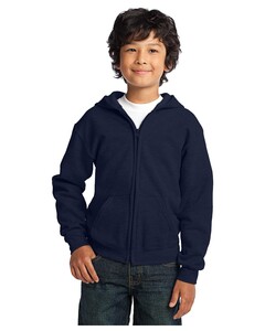 Gildan 18600B Navy-Youth Heavy Blend Full-Zip Hooded Sweatshirt. Navy