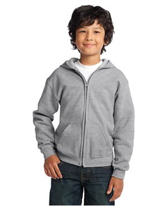 Gildan 18600B Gray-Youth Heavy Blend Full-Zip Hooded Sweatshirt. Gray