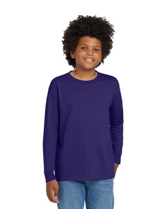 Gildan 5400B Purple-Youth Heavy Cotton 100% Cotton Long Sleeve T-Shirt Purple