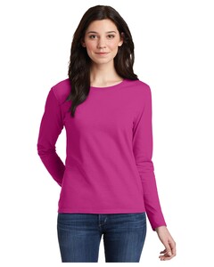 Women's 100% Cotton Long Sleeve T-Shirt Pink Gildan 5400L Pink