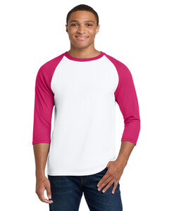 Gildan 5700 Pink-Heavy Cotton  3/4-Sleeve Raglan T-Shirt Pink