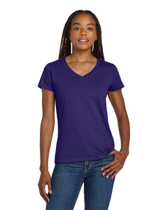 Gildan 5V00L Purple-Women's Heavy Cotton 100% Cotton V-Neck T-Shirt Purple