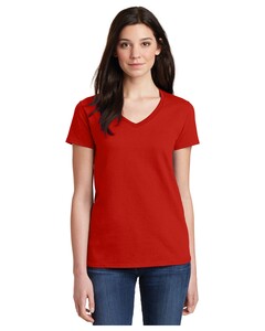 Women's Heavy Cotton 100% Cotton V-Neck T-Shirt Red Gildan 5V00L Red