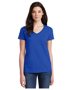 Women's Heavy Cotton 100% Cotton V-Neck T-Shirt Blue Gildan 5V00L Blue
