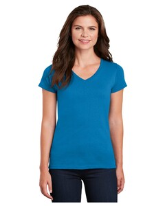 Women's Heavy Cotton 100% Cotton V-Neck T-Shirt Blue-Green Gildan 5V00L Blue-Green