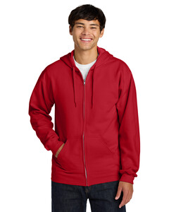 Gildan SF600 Red-Softstyle Midweight Fleece Full-Zip Hooded Sweatshirt Red