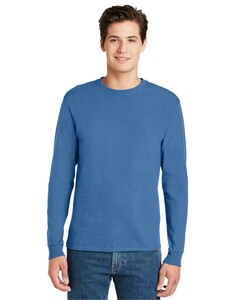 100% Cotton Long Sleeve T-Shirt Blue Hanes 5586 Blue