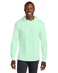 Classics Unisex Cotton Long Sleeve Hooded T-Shirt Blue-Green Jerzees 363LH Blue-Green