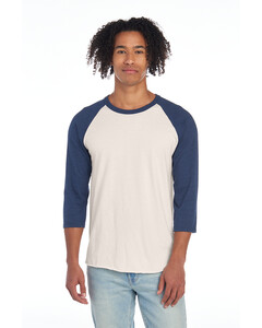 Jerzees 560R Blue-Unisex Premium Blend Combed Ring Spun 3/4-Sleeve Raglan  Blue