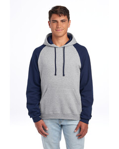 Jerzees 96C Navy-Unisex NuBlend Colorblock Raglan Hoodie Sweatshirt Navy