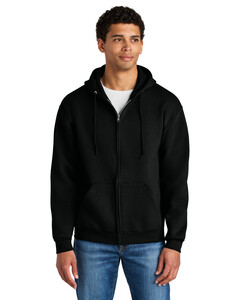 Jerzees Z12M Black-Rugged Unisex Full-Zip Hooded Sweatshirt Black