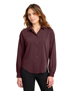 Mercer+Mettle MM2017 Brown-Women's Long Sleeve Buttery Soft Blouse Brown