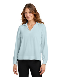 Mercer+Mettle MM2019 Blue-Women's Long Sleeve Buttery Soft Popover Blouse Blue
