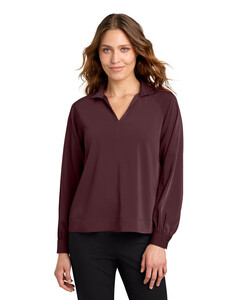 Mercer+Mettle MM2019 Brown-Women's Long Sleeve Buttery Soft Popover Blouse Brown