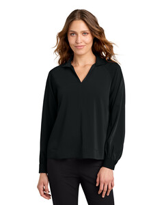 Mercer+Mettle MM2019 Black-Women's Long Sleeve Buttery Soft Popover Blouse Black