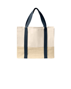 Port Authority BG450 Navy-Straw Market Tote Navy
