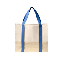 Port Authority BG450 Blue-Straw Market Tote Blue