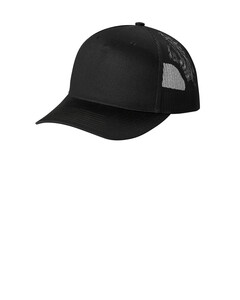 Port Authority C405 Black-Snapback Five-Panel Trucker Cap Black