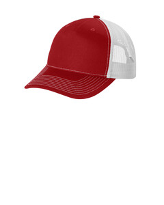 Port Authority C405 Red-Snapback Five-Panel Trucker Cap Red