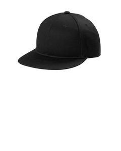 Port Authority C406 Black-Snapback Flat Bill Cap Black