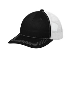 Port Authority C409 Black-Unstructured Snapback Trucker Cap Black