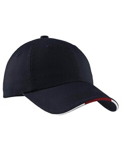 Port Authority C830 Navy-Sandwich Bill Cap with Striped Closure Navy
