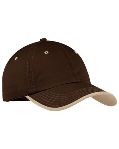Vintage Washed Contrast Stitch Cap. Brown Port Authority C835 Brown