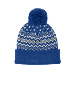Port Authority C991 Blue-Alpine Pom Beanie Blue