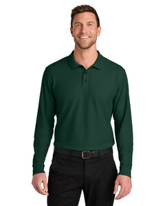 Port Authority K200LS Green-Wearever Signature Pique Long Sleeve Polo Green