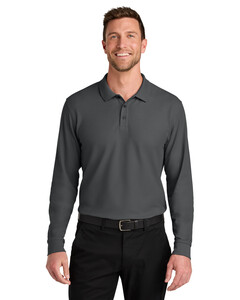 Port Authority K200LS Gray-Wearever Signature Pique Long Sleeve Polo Gray