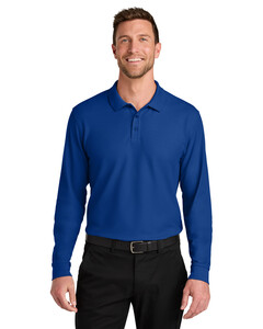 Port Authority K200LS Blue-Wearever Signature Pique Long Sleeve Polo Blue